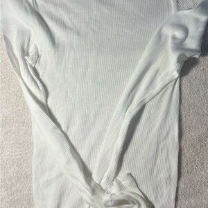 Banana Republic White Ribbed Long Sleeve Top